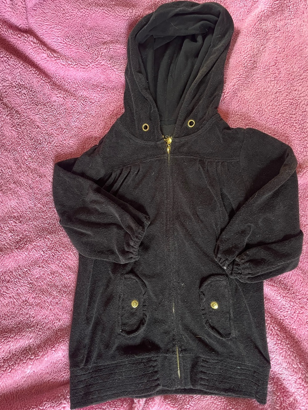 Y2K Black Velour Zip Up Hoodie